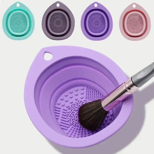 Silicone Makeup Brush & Puff Cleaner Bowl