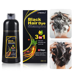 3-in-1 Natural Black Hair Dye Shampoo