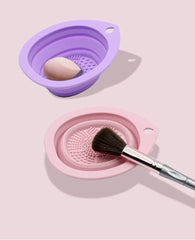 Silicone Makeup Brush & Puff Cleaner Bowl