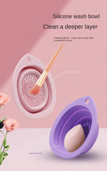 Silicone Makeup Brush & Puff Cleaner Bowl