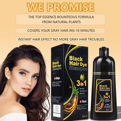 3-in-1 Natural Black Hair Dye Shampoo