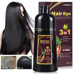 3-in-1 Natural Black Hair Dye Shampoo