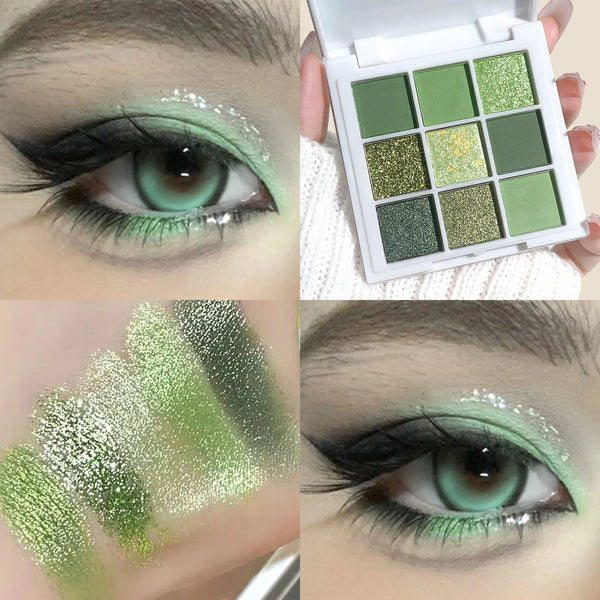 Green & Gold Eyeshadow Palette – 9/18 Colors