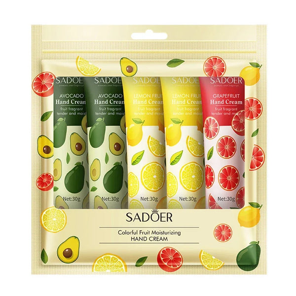 Hand Cream Set (5pcs) – Fruit & Plant Fragrance, Moisturizing & Repairing Lotion