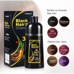 3-in-1 Natural Black Hair Dye Shampoo